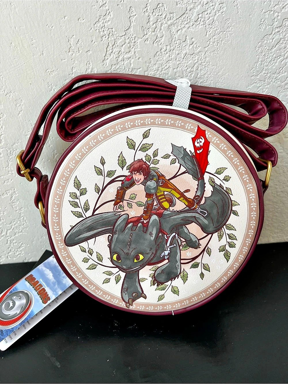 Loungefly How To Train Your Dragon Toothless & Hiccup Crossbody Bag in Burgundy